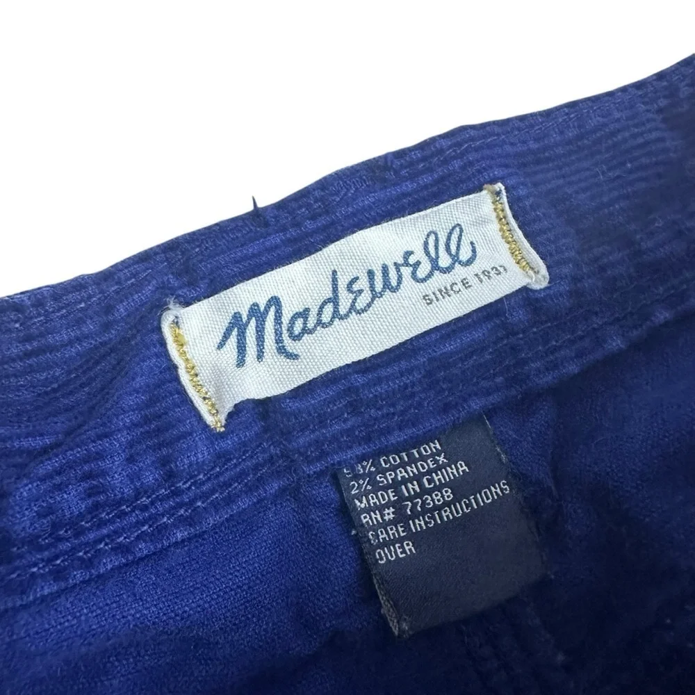Madewell Corduroy Pants Royal Blue Rail Straight Cotton Women’s Casual Size 27